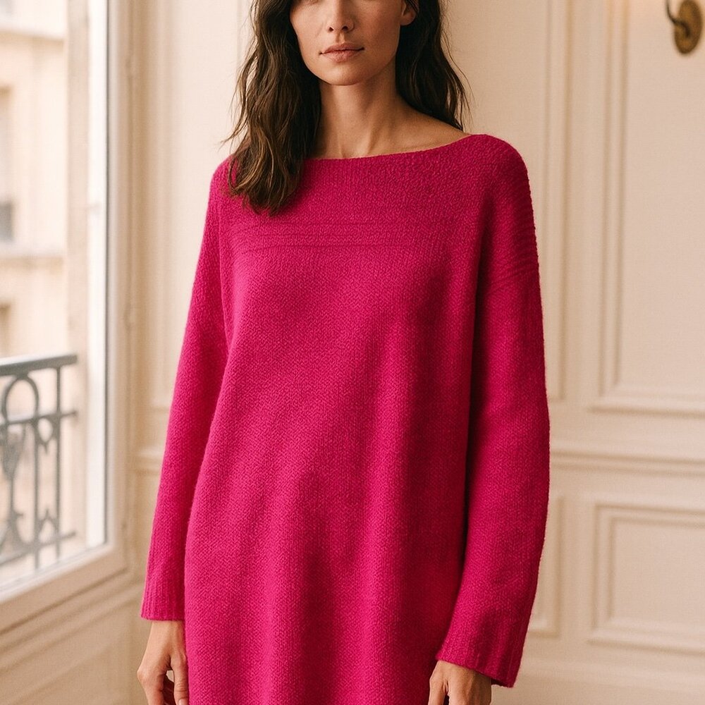 Chico's Pink Boatneck Rounded Hem Sweater 3